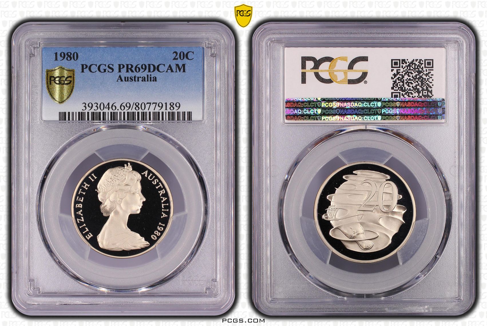 Elizabeth II, Twenty Cent, 1980, PCGS PR69DCAM