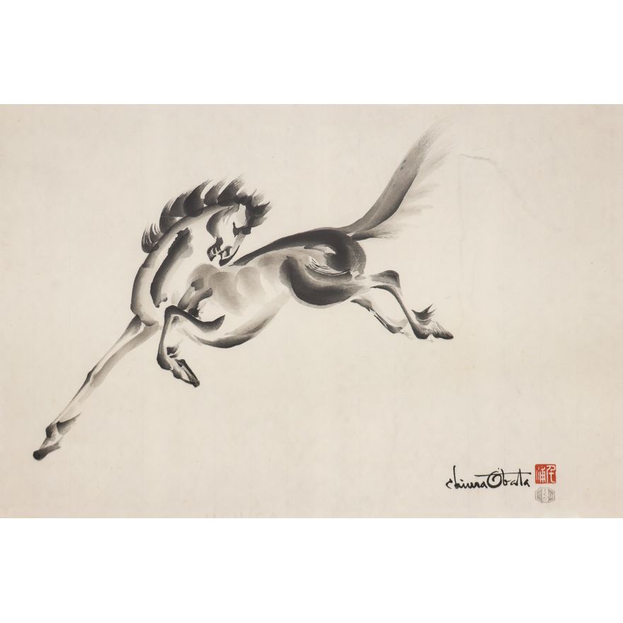 Chiura Obata Japanese Horse Woodblock Print