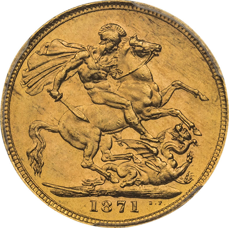 英国-GB. gold. 1871. 1. Sovereign. PCGS MS64. 未使用. UNC