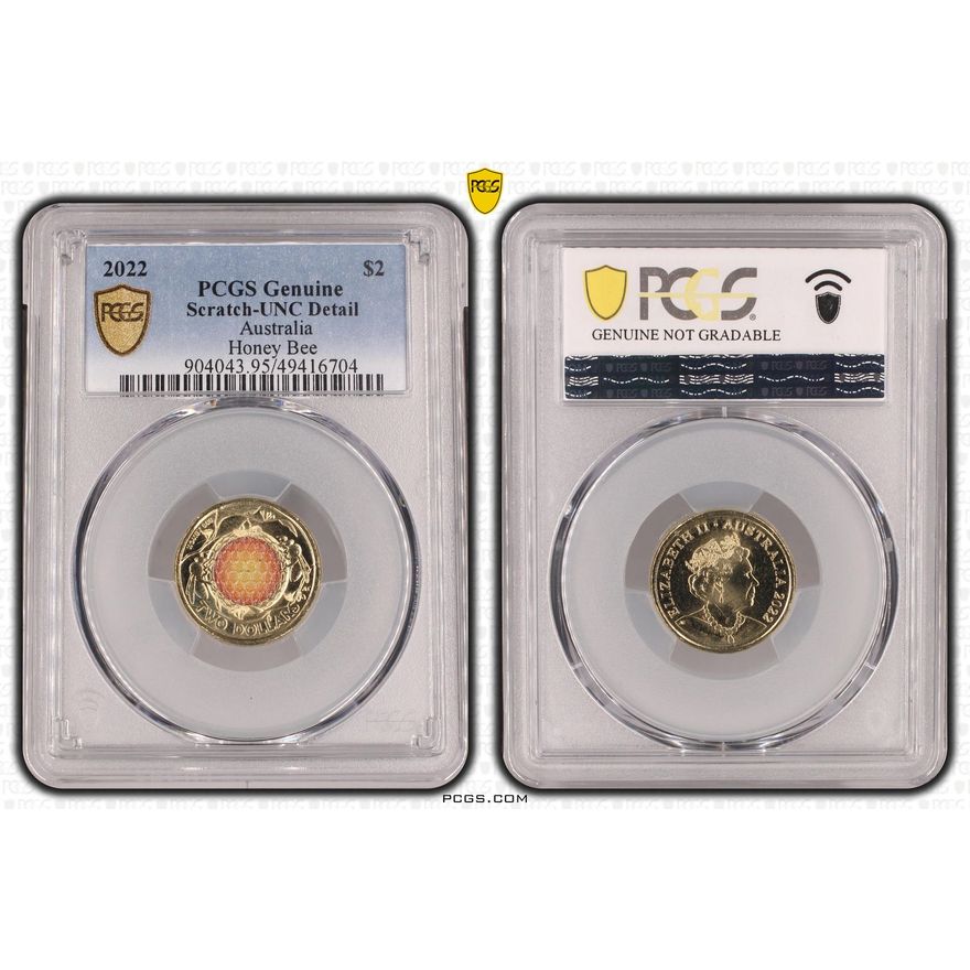 Honey Bee Colorized, Two Dollar, 2022, PCGS Genuine  - UNC Details (95 - Scratch)