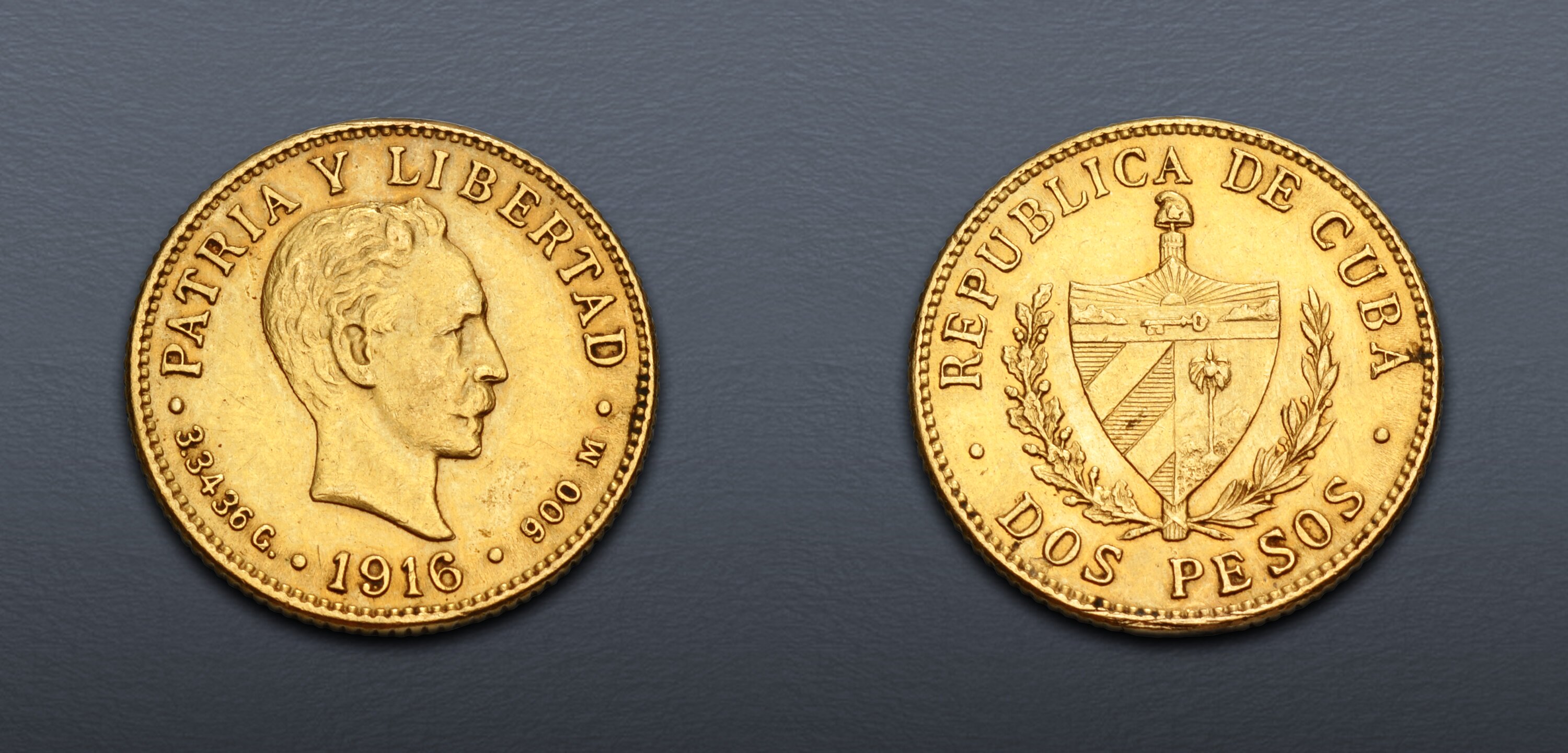 CUBA, First Republic. 1902-1961. AV 2 Pesos (16mm, 3.36 g, 6h ...
