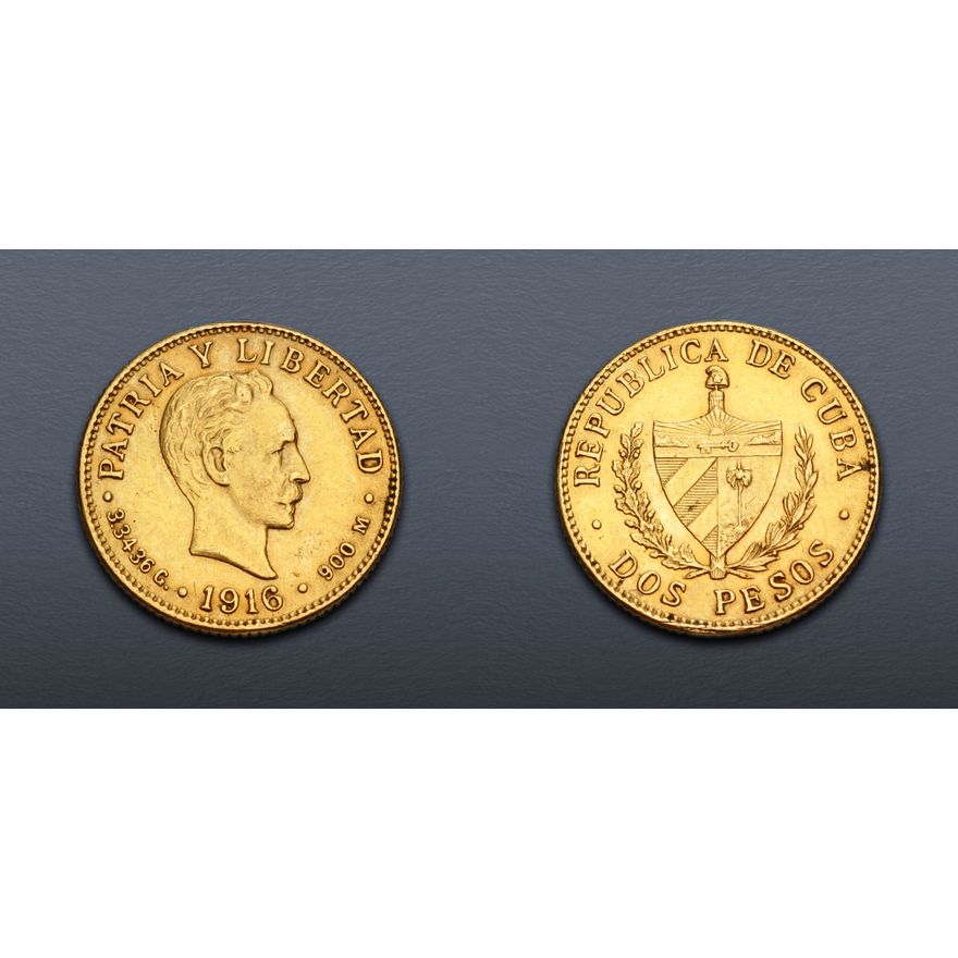 Cuban First CUBA, First Republic. 1902-1961. AV 2 Pesos (16mm, 3.36 g, 6h ...