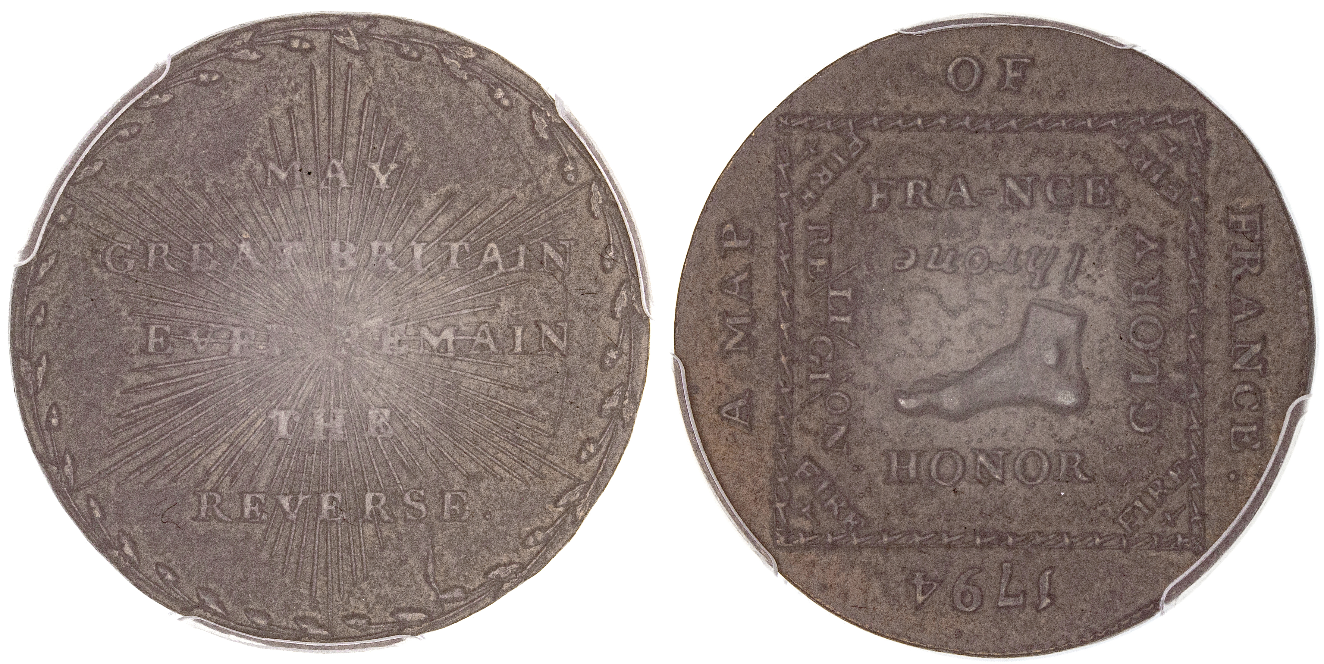 Great Britain, Halfpenny, 1794, AU 55