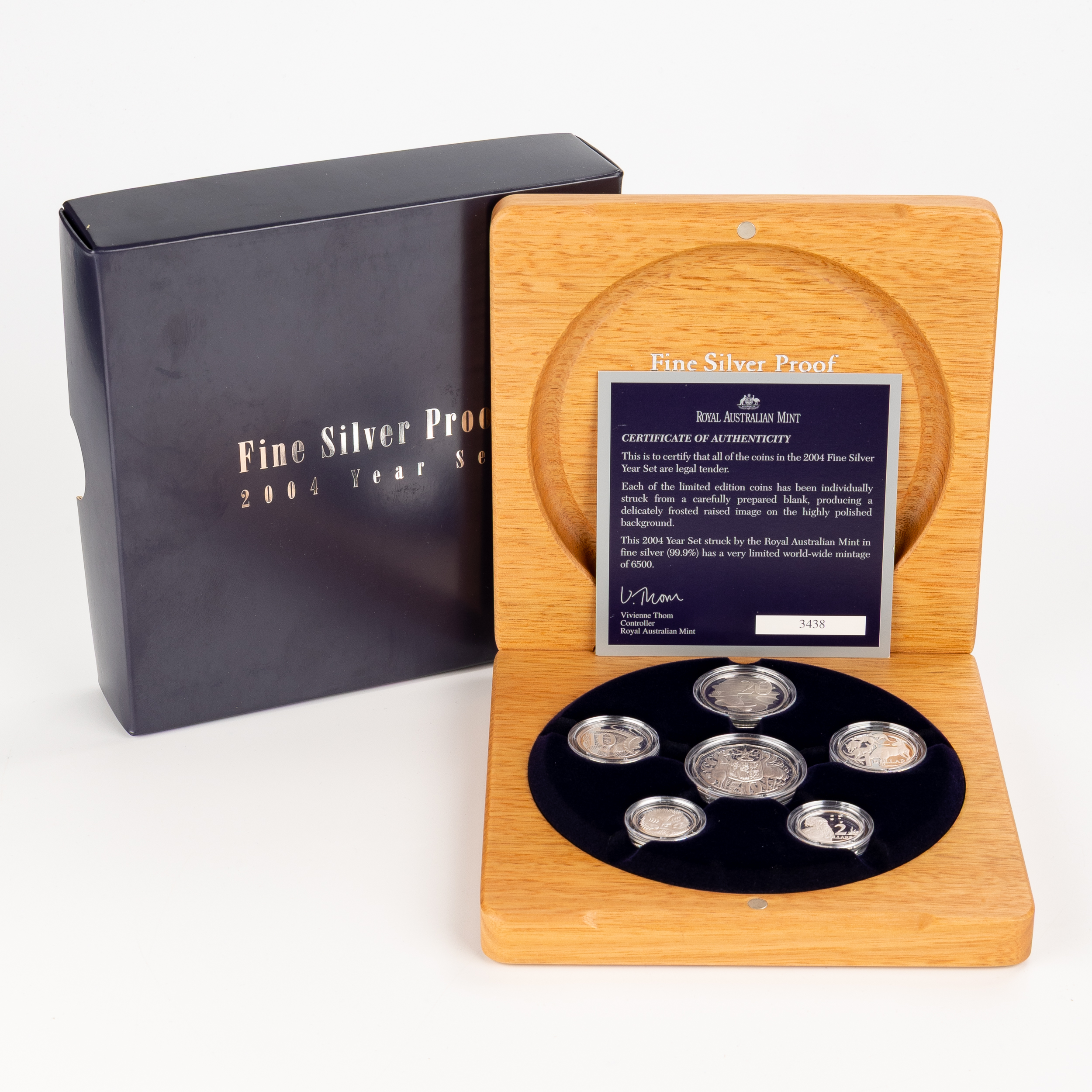 Elizabeth II, RAM - Silver Proof Year Set, Five Cents - Two Dollars, 2004, FDC