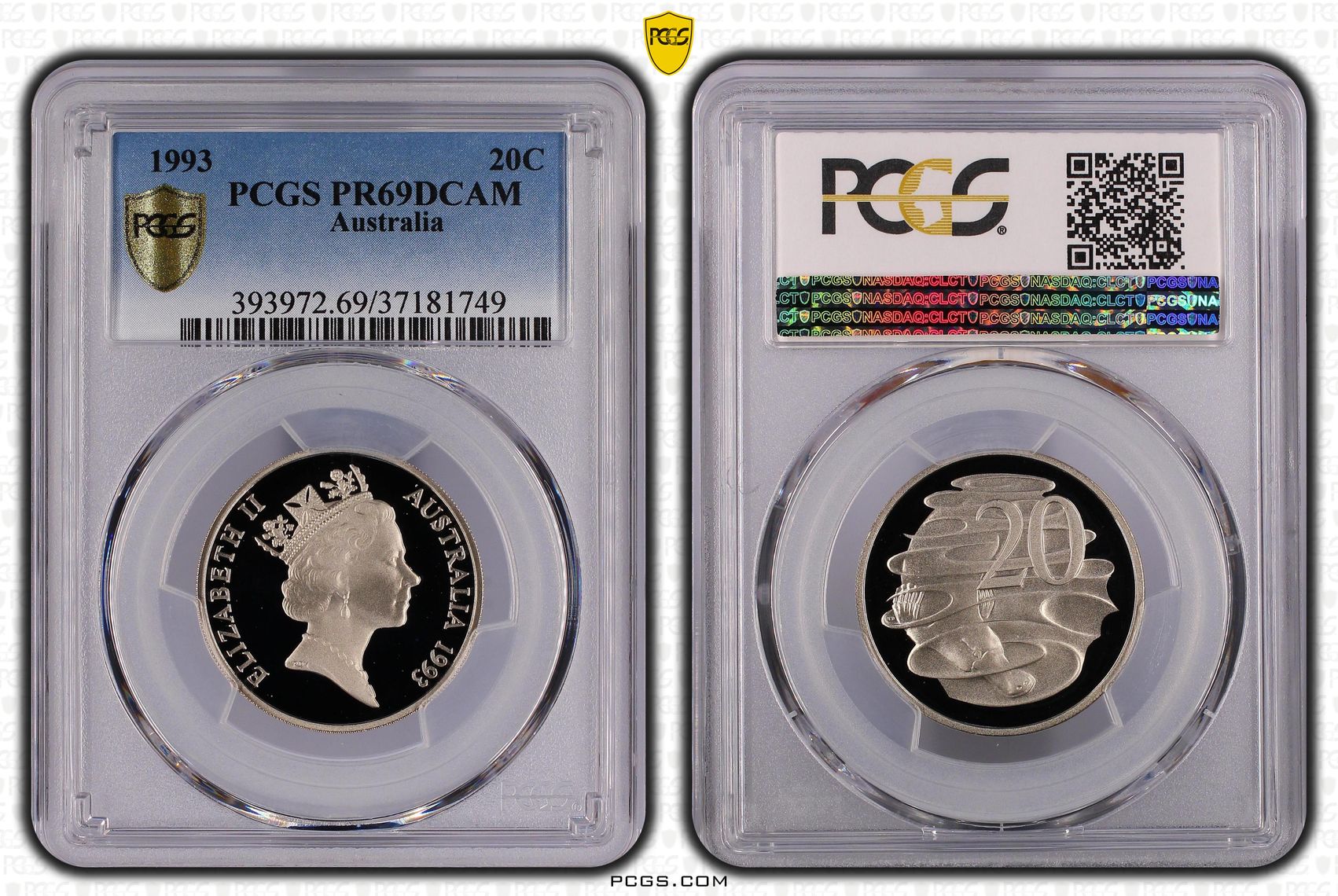 Twenty Cent, 1993, PCGS PR69DCAM