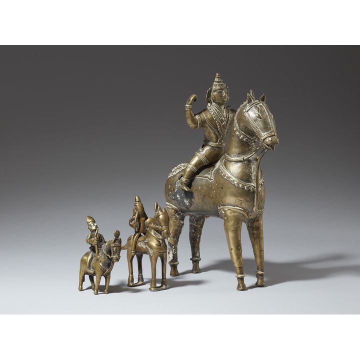 Three Maharashtra copper alloy figures of horsemen. Central India. 19th century
