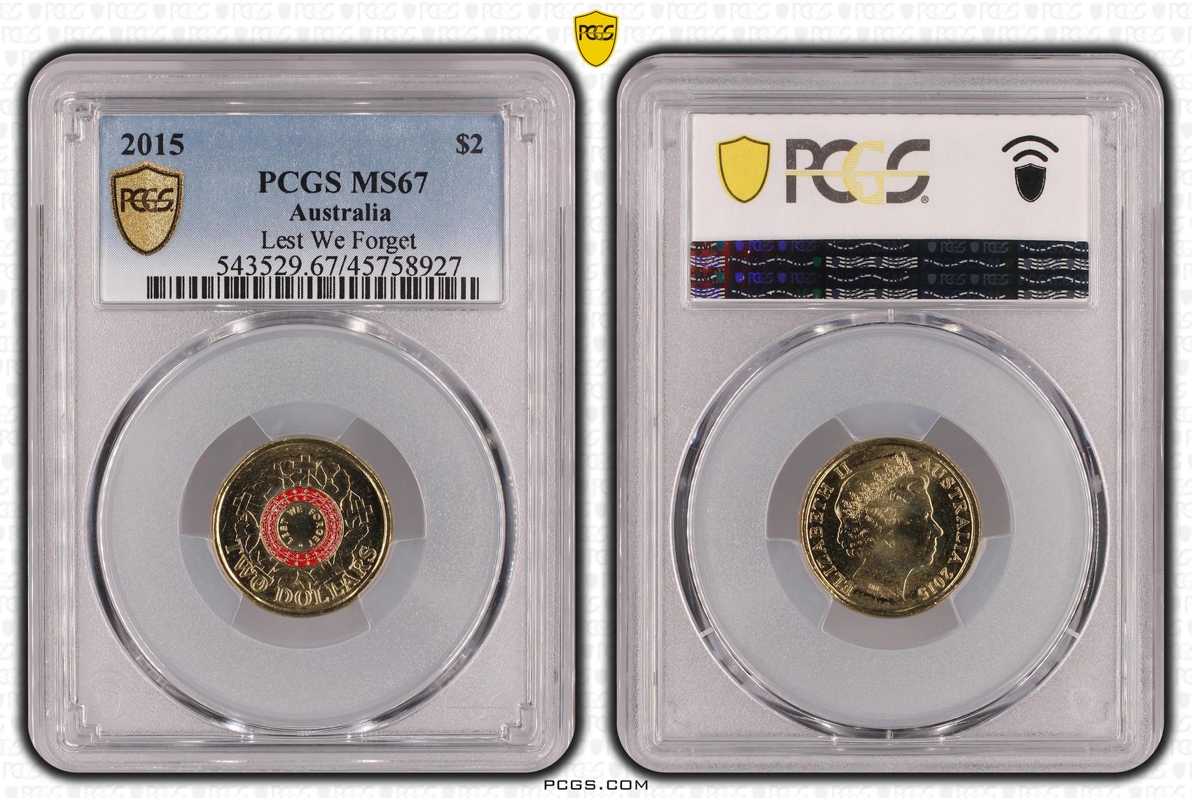 Lest We Forget, Two Dollar, 2015, PCGS MS67