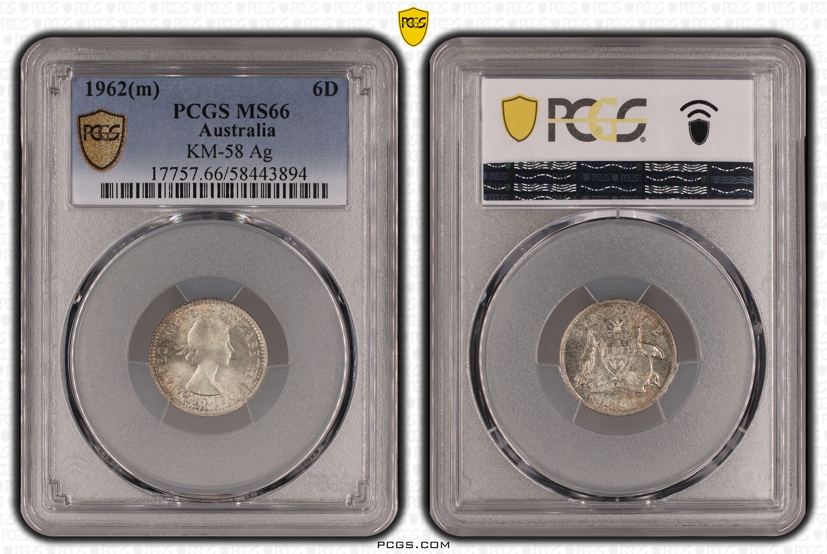 Elizabeth II, Sixpence, 1962, PCGS MS66