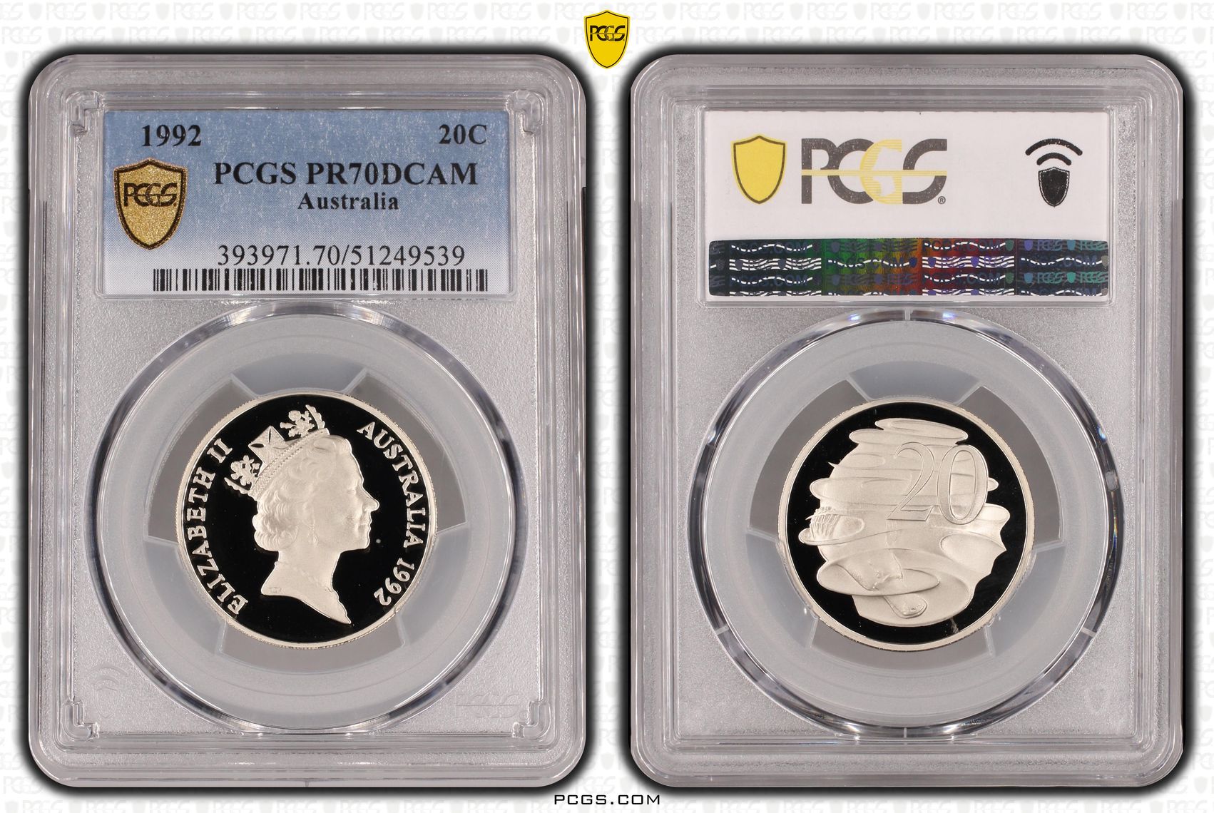 Twenty Cent, 1992, PCGS PR70DCAM