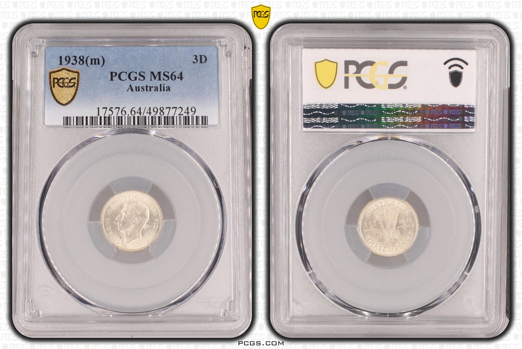 George VI, , Threepence, 1938(m), PCGS MS64