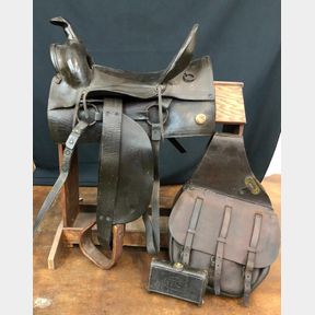 Old Saddle with U.S. Saddle Bags & Cartridge Box
