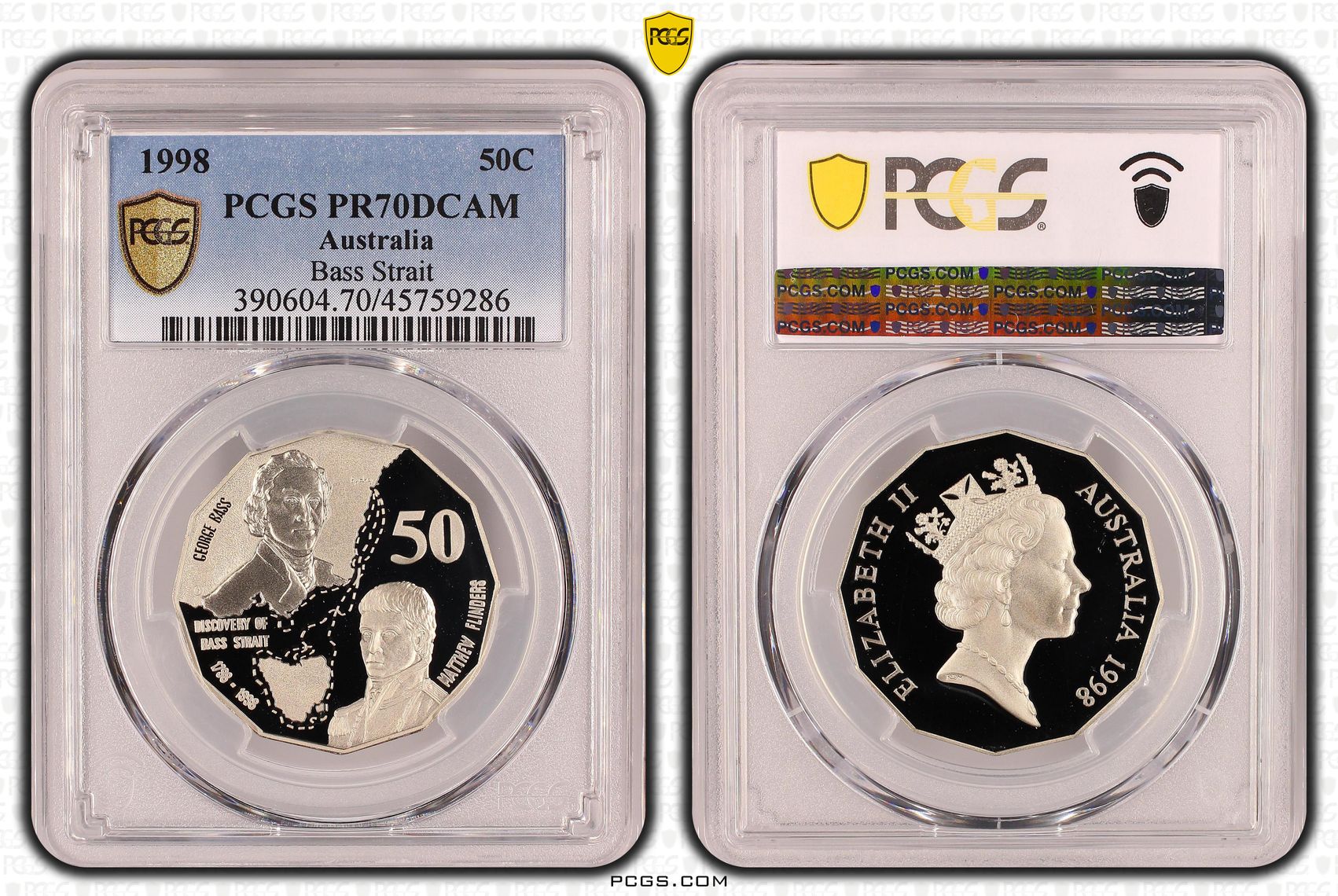 Elizabeth II, Bass Strait, POP 22/0, Fifty Cent, 1998, PCGS PR 70DCAM