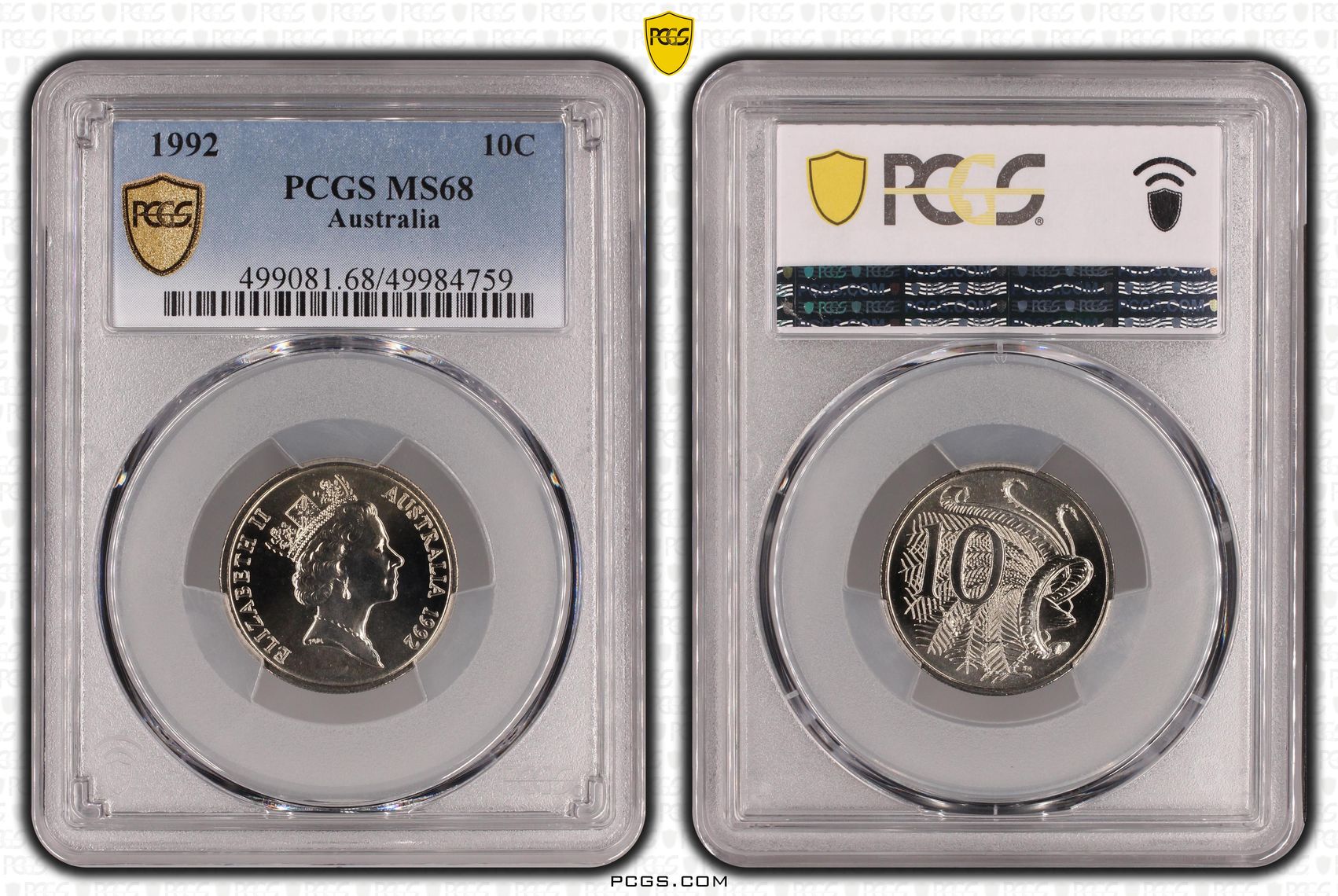 POP 6/0, Ten Cent, 1992, PCGS MS68