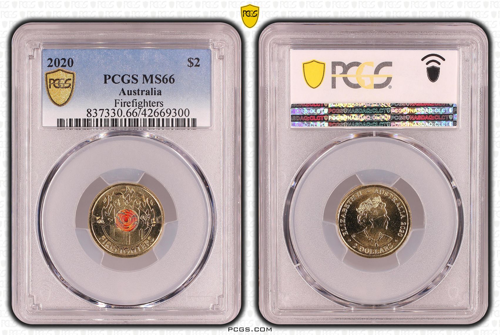 2020 Australia Two Dollar, $2 Firefighters PCGS - MS66 -300