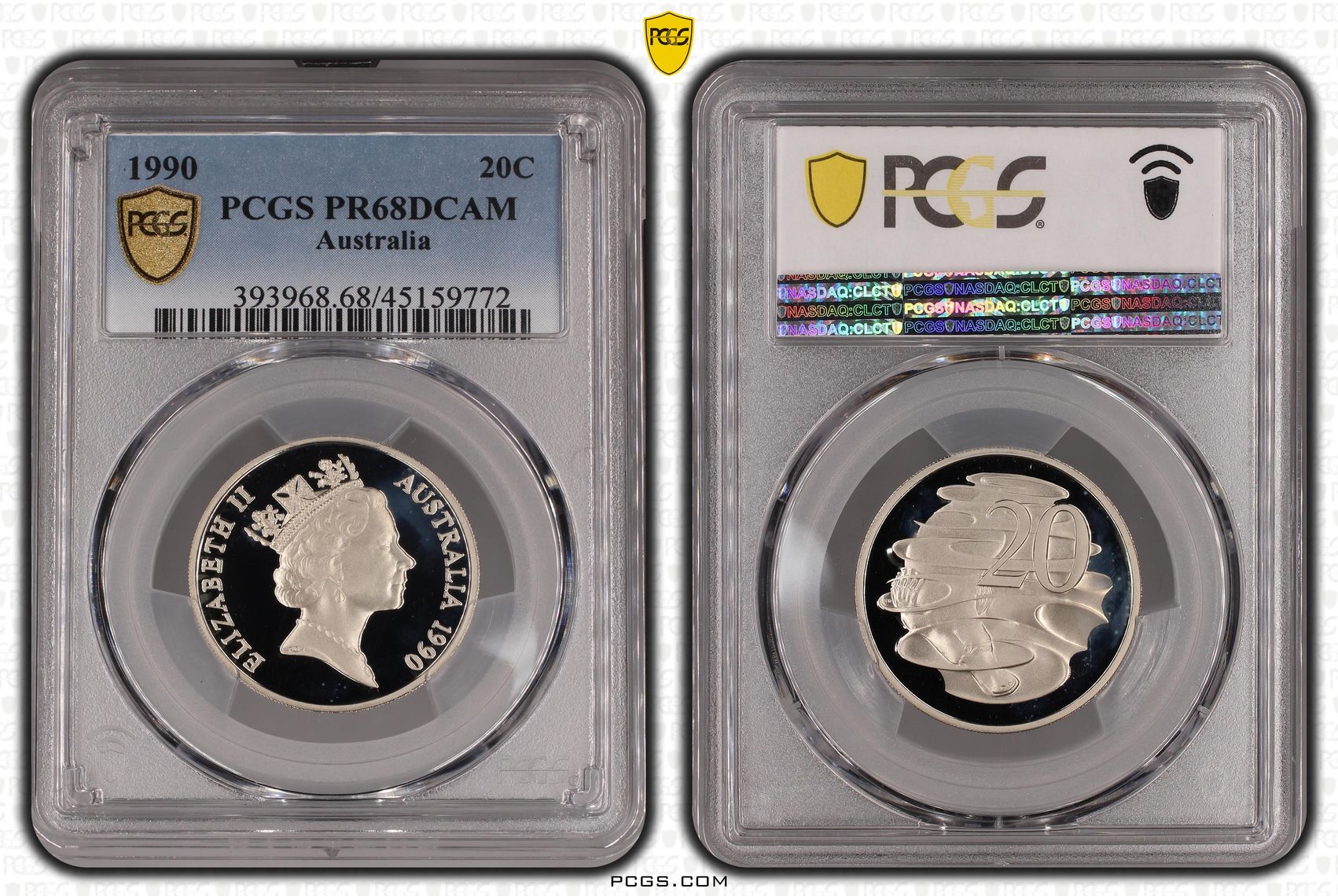 Twenty Cent, 1990, PCGS PR68DCAM