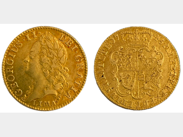 RARE 1745 GEORGE II 'LIMA' GOLD GUINEA
