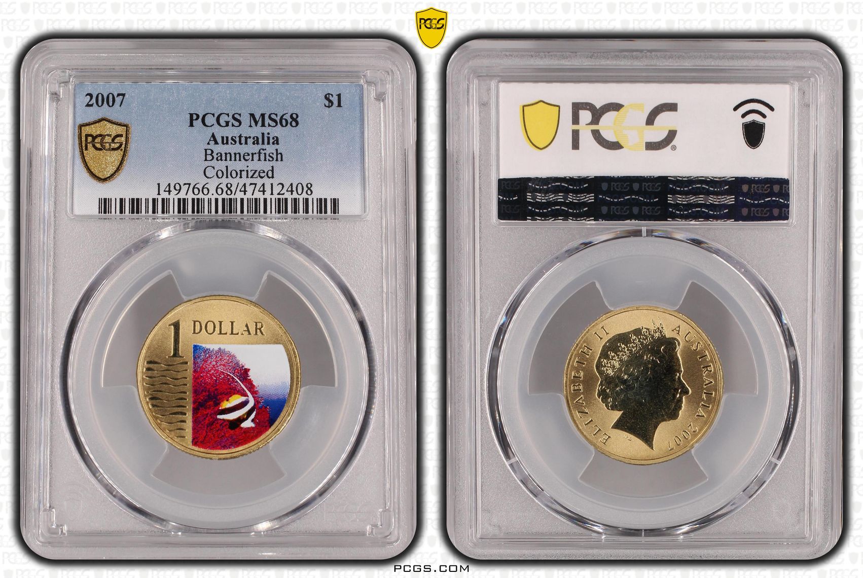 Elizabeth II, Bannerfish, One Dollar, 2007, PCGS MS68