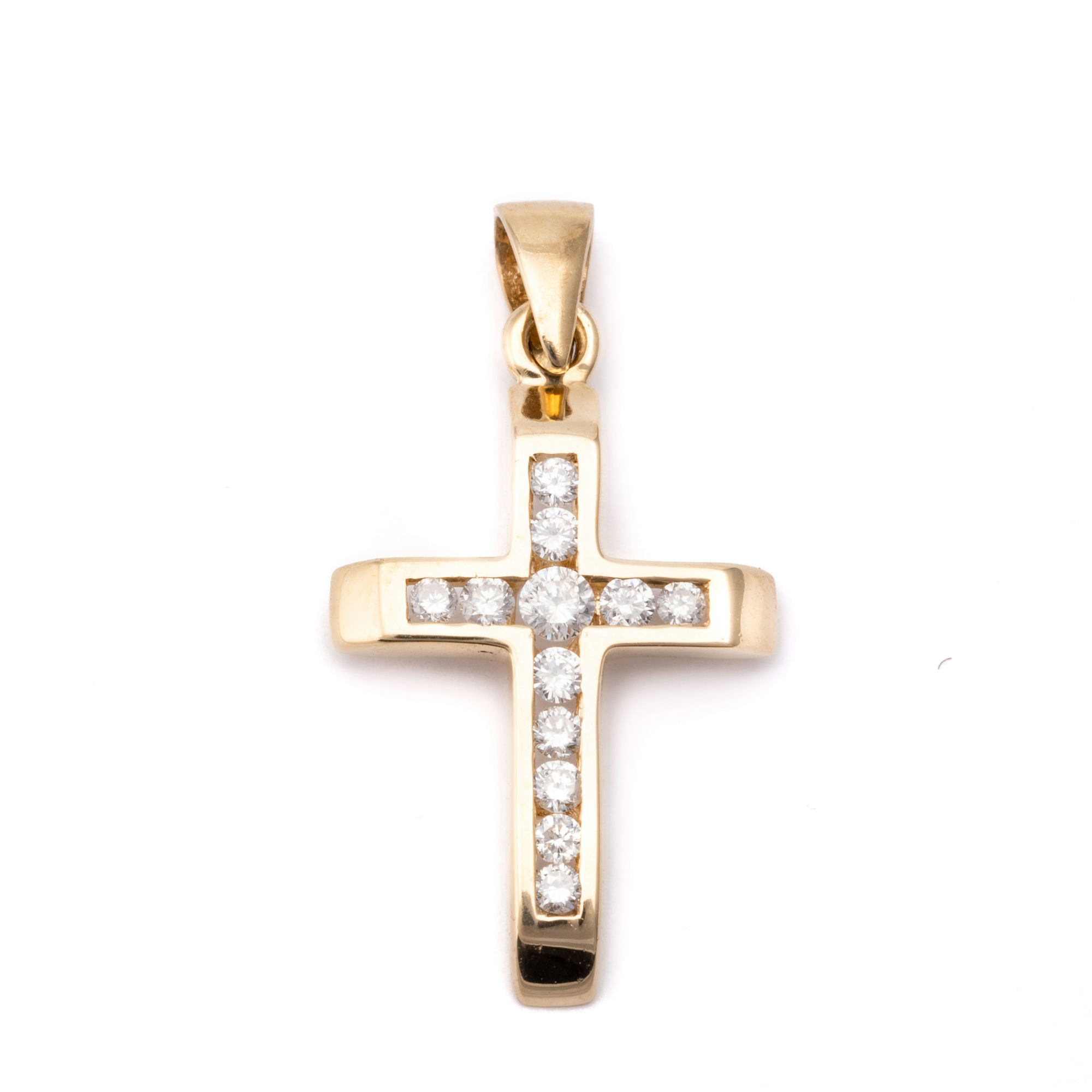 Diamond Cross Pendant 9ct Gold,