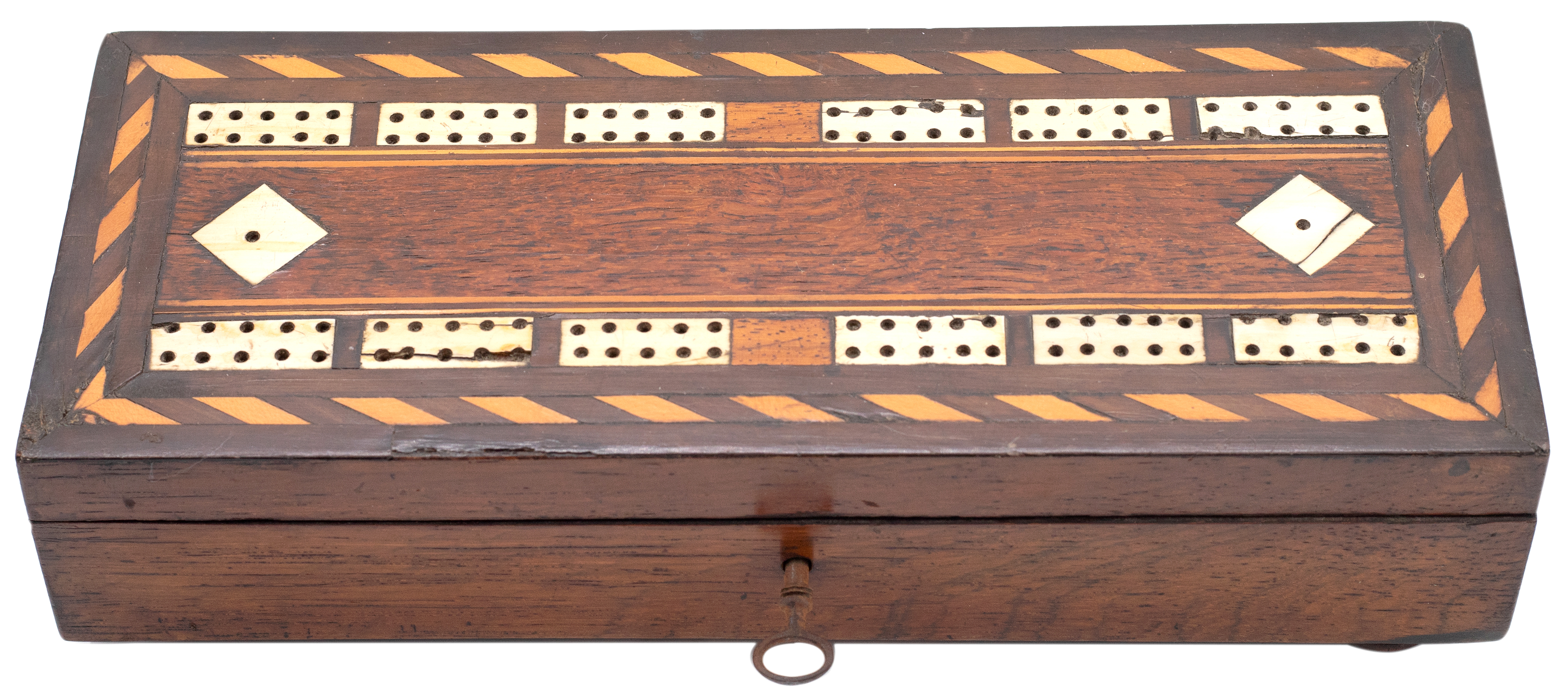 Great Britain, Antique Games, Inlaid Oak Games Compendium, c.1900, VGC