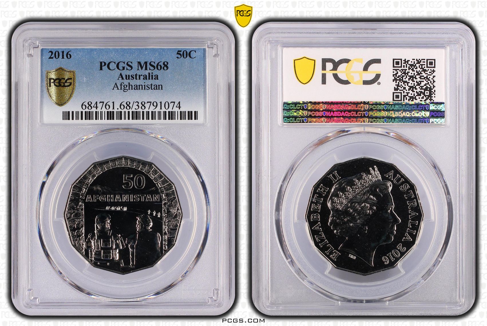 2016 Australia Fifty Cent, 50c Afghanistan PCGS - MS68 -074