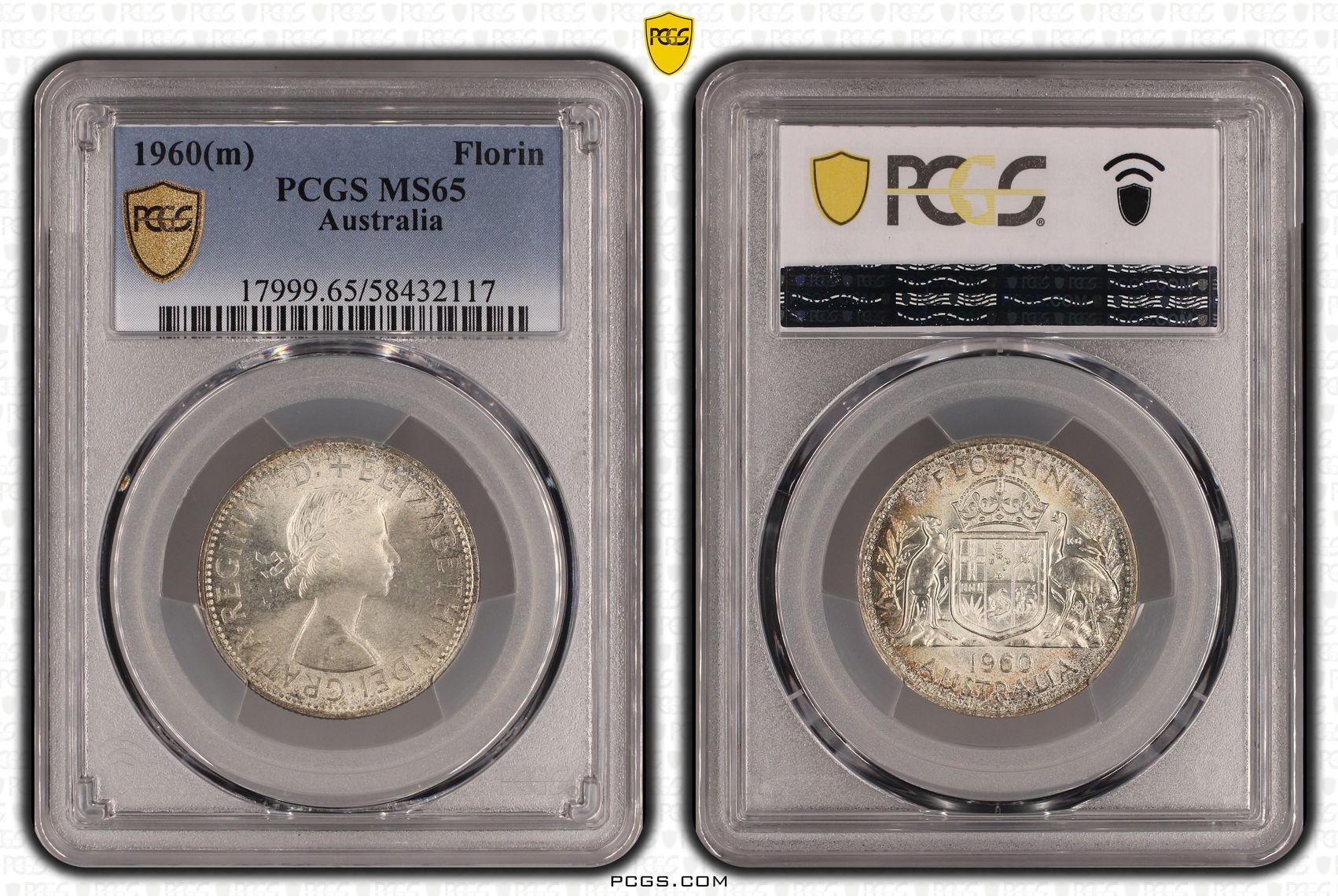 Elizabeth II, Florin, 1960, PCGS MS65