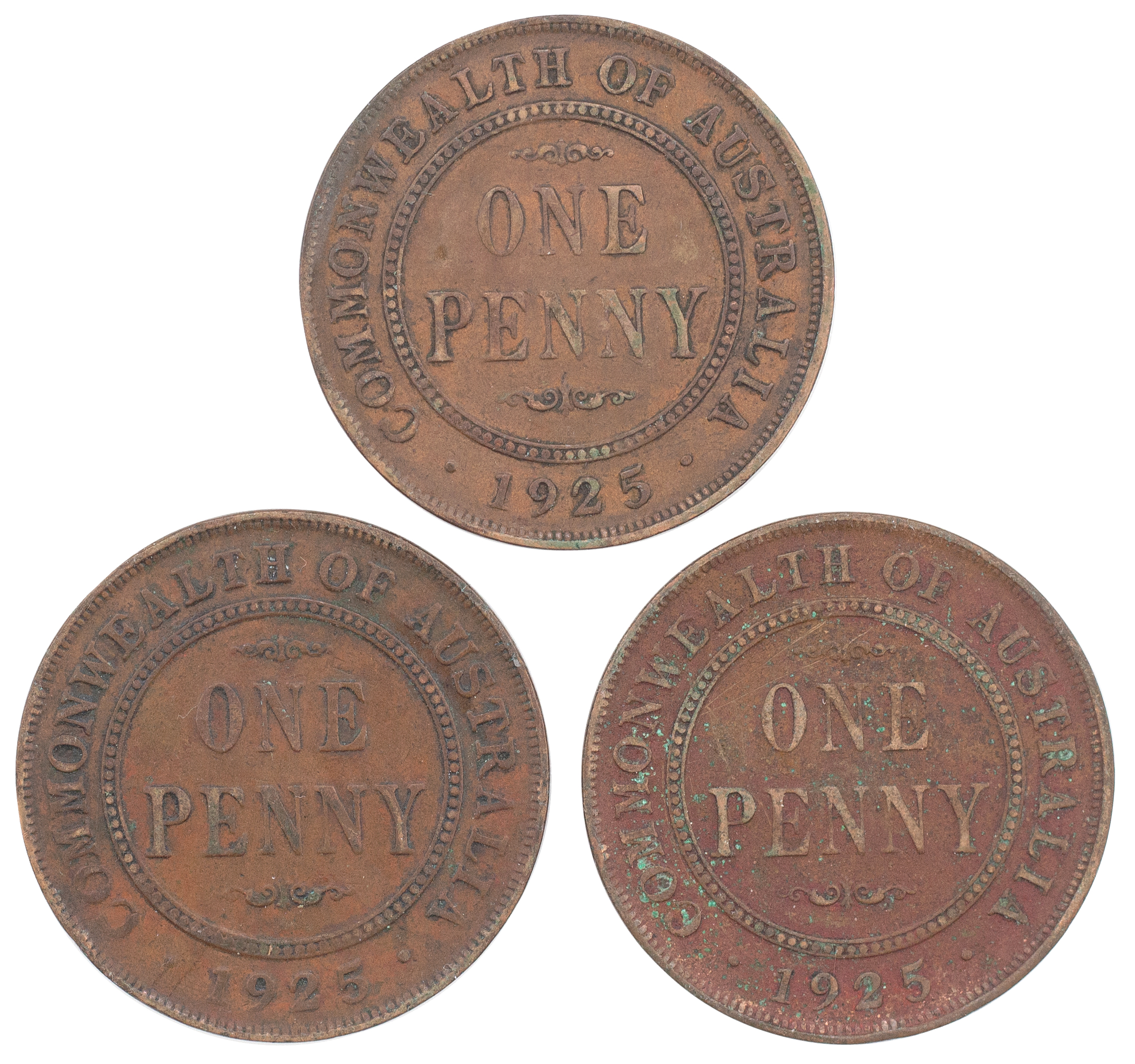 George V, Penny, 1925, F - aVF