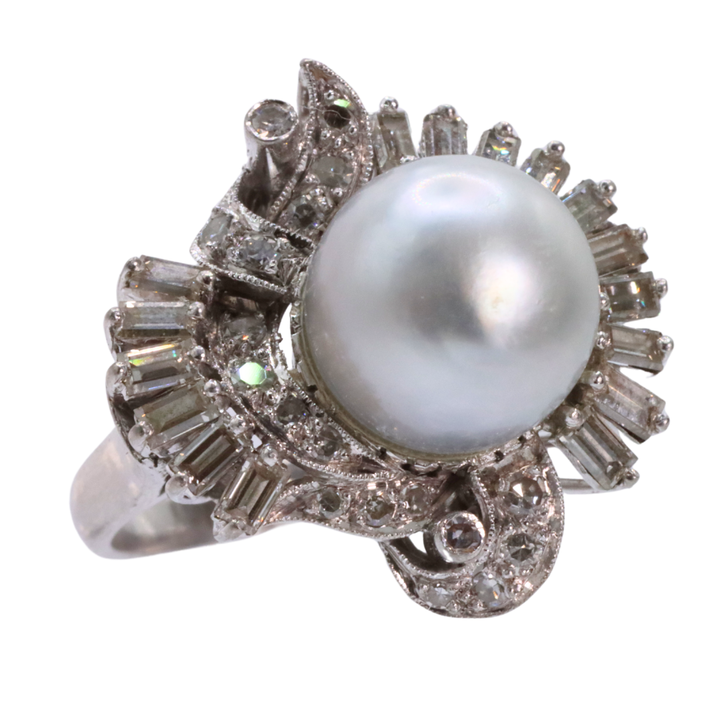 Anillo de cóctel con perla