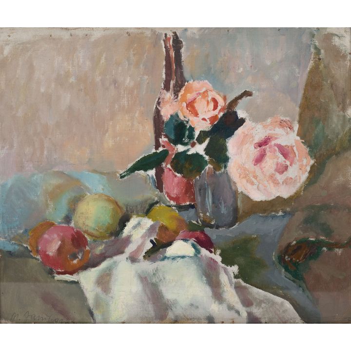 Mieczysław Tadeusz Janikowski | Martwa natura z kwiatami róży, lata 30. XX w.