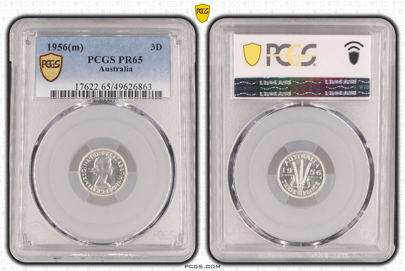 Elizabeth II, Threepence, 1956(m), PCGS PR65