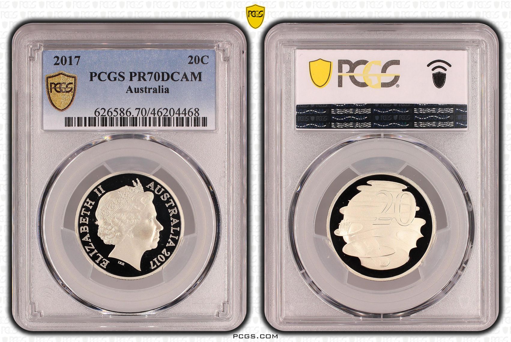 Top pop, Twenty Cent, 2017, PCGS PR70DCAM