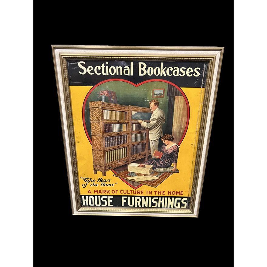 Framed Sectional Bookcases House Furnishings Tin Metal Sign