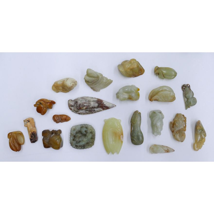 20pc Chinese Qing/Republic Jade Pebble Carvings