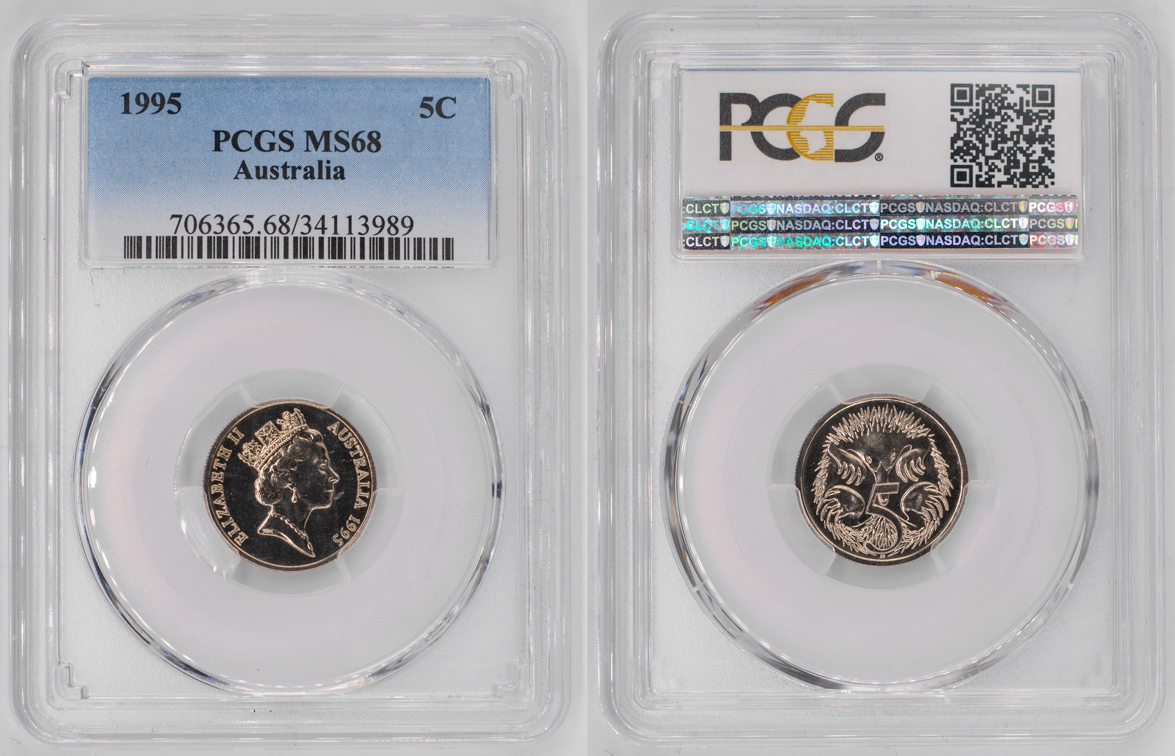 Elizabeth II, Five Cent, 1995, PCGS MS68