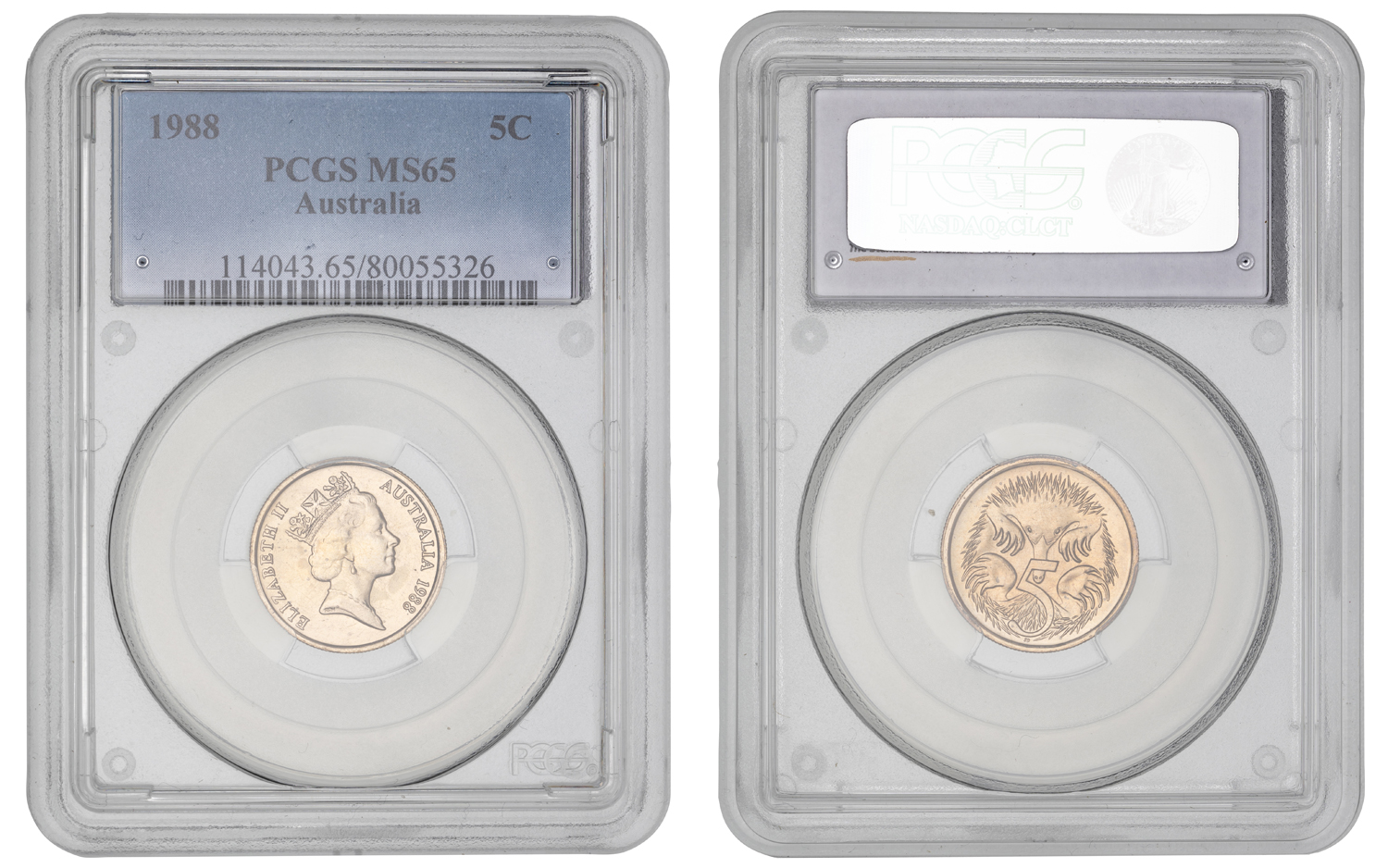 Elizabeth II, Five Cent, 1988, PCGS MS65