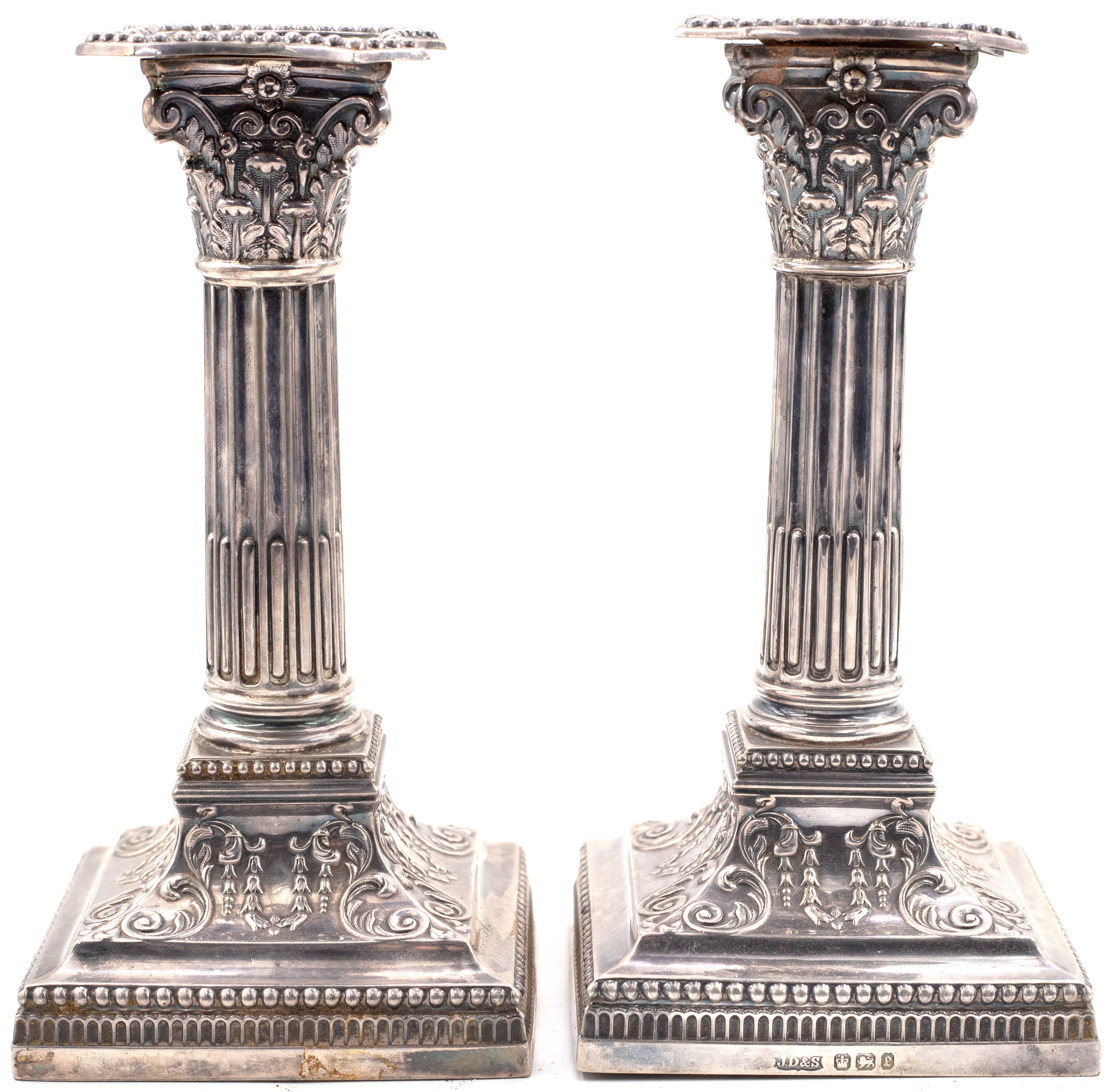 Great Britain, Pair of Classical Silver Candlesticks, 1896, VGC
