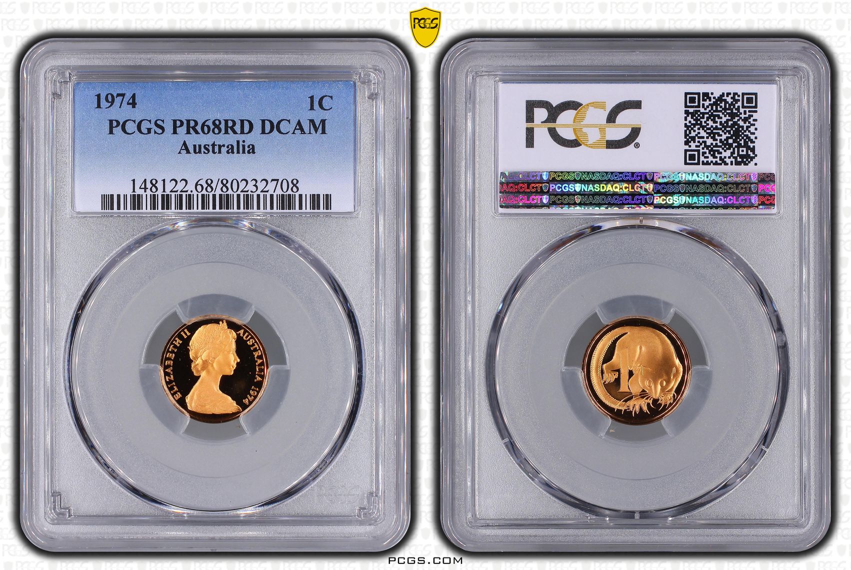 Elizabeth II, One Cent, 1974, PCGS PR68DCAM