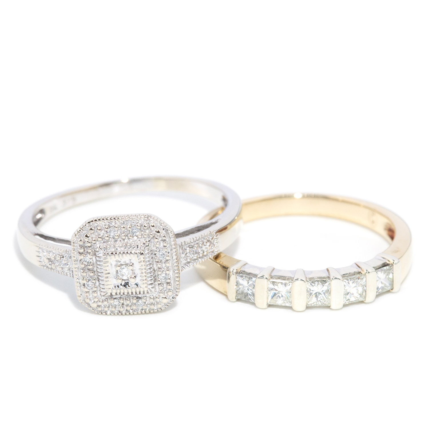 139 · Diamond Band & Diamond Cluster Ring in 9ct Gold