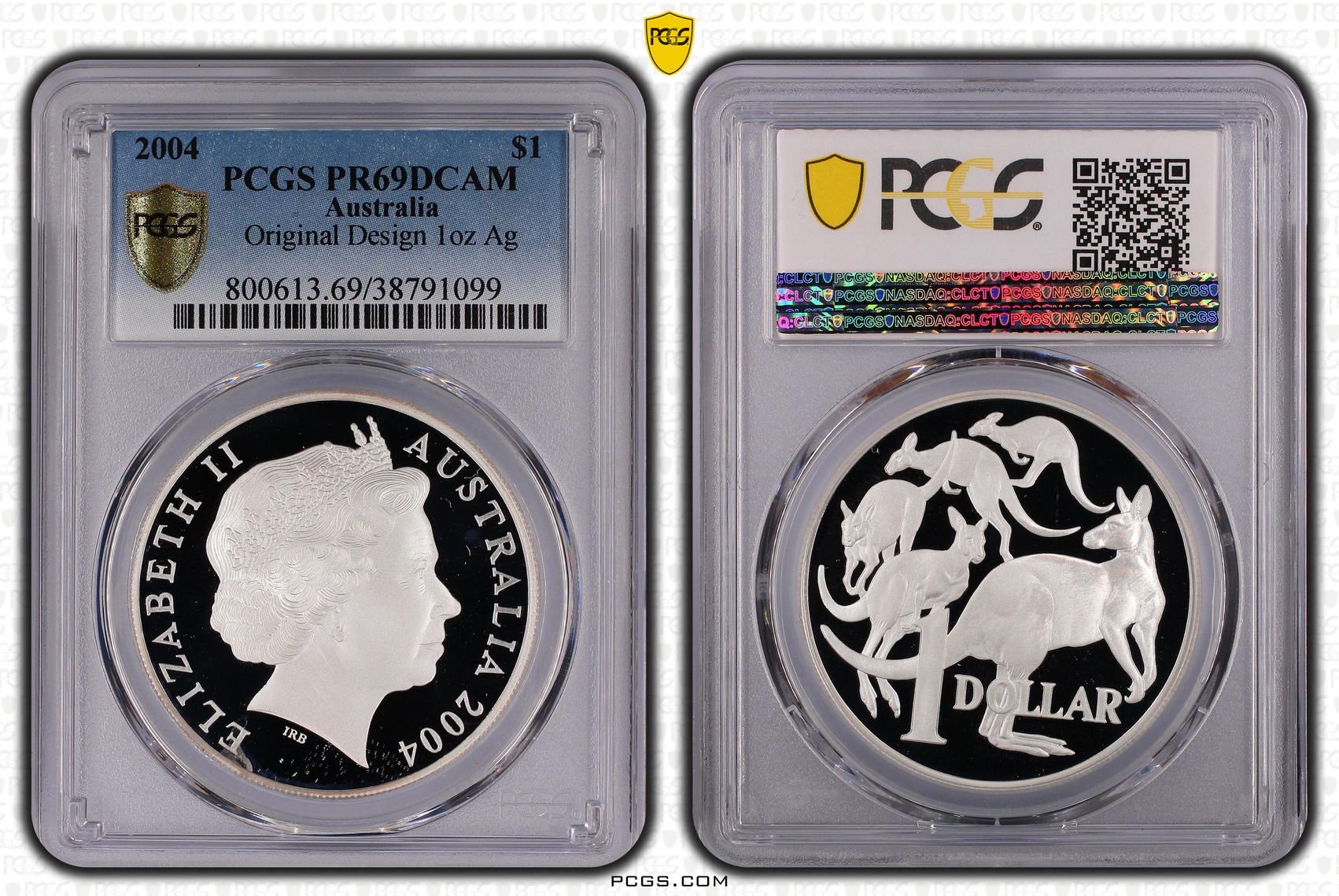 2004 Australia One Dollar, $1 Silver Original Design 1oz Ag PCGS - PR69DCAM -099