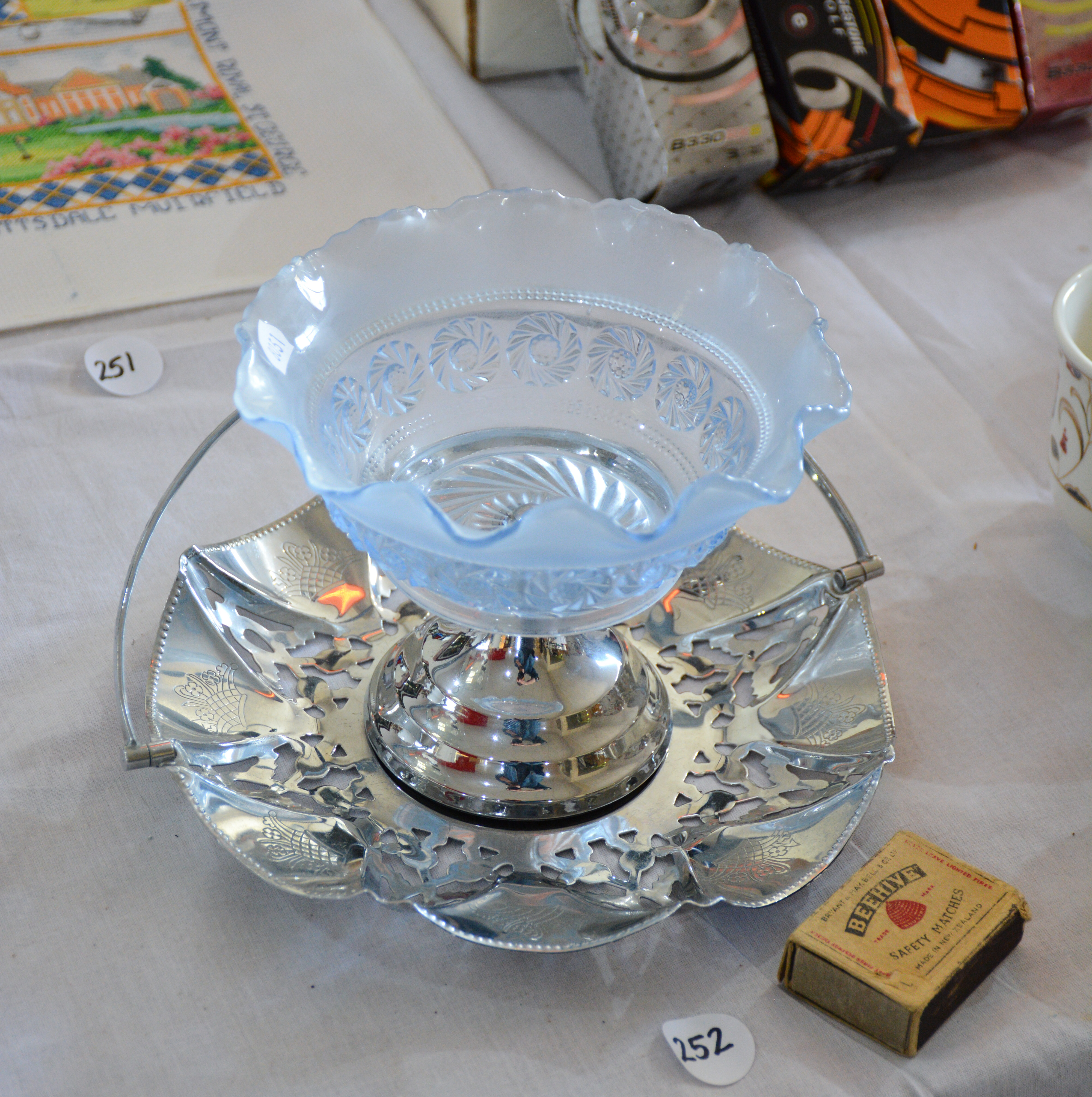 Metal Handled Dish and Glass/Metal Dish on Stand — NZ auction result