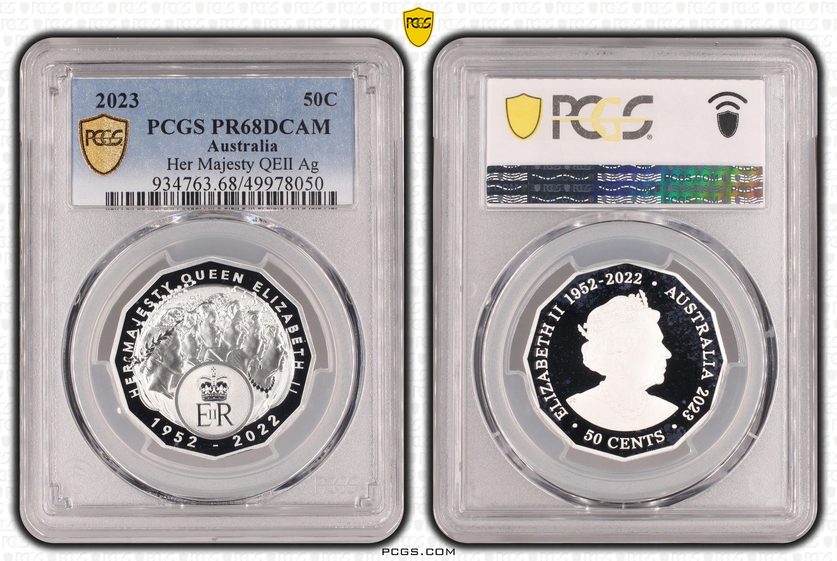 Her Majesty QEII Ag, Fifty Cent, 2023, PCGS PR68DCAM