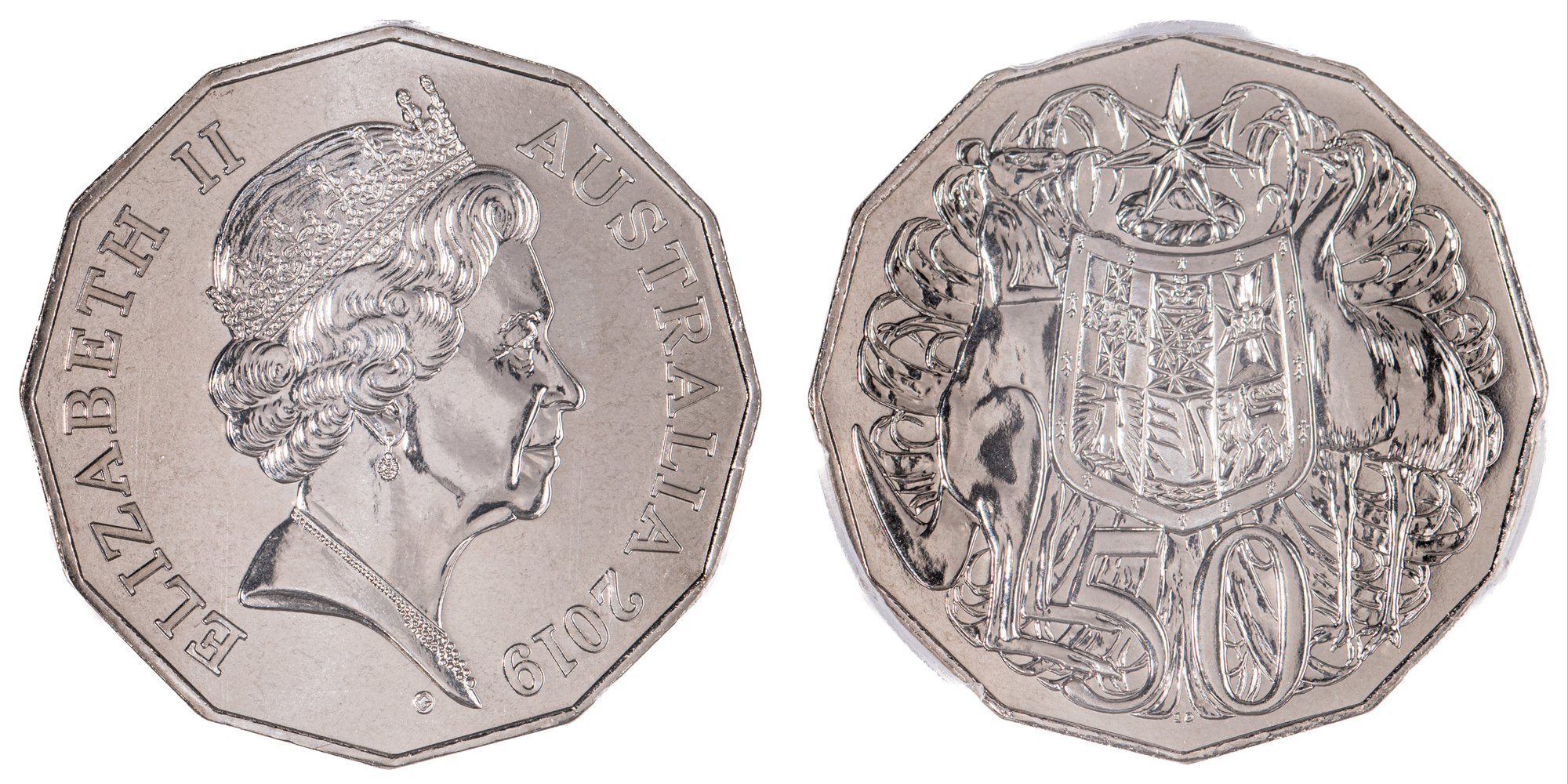 Elizabeth II, Dodecagon 50th Anniv., V. Gottwald Effigy, Fifty Cent, 2019, PCGS MS 69