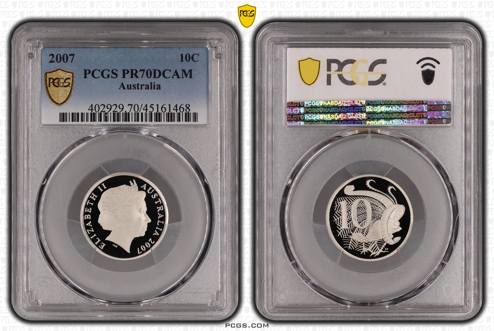 Elizabeth II, Ten Cent, 2007, PCGS PR 70DCAM