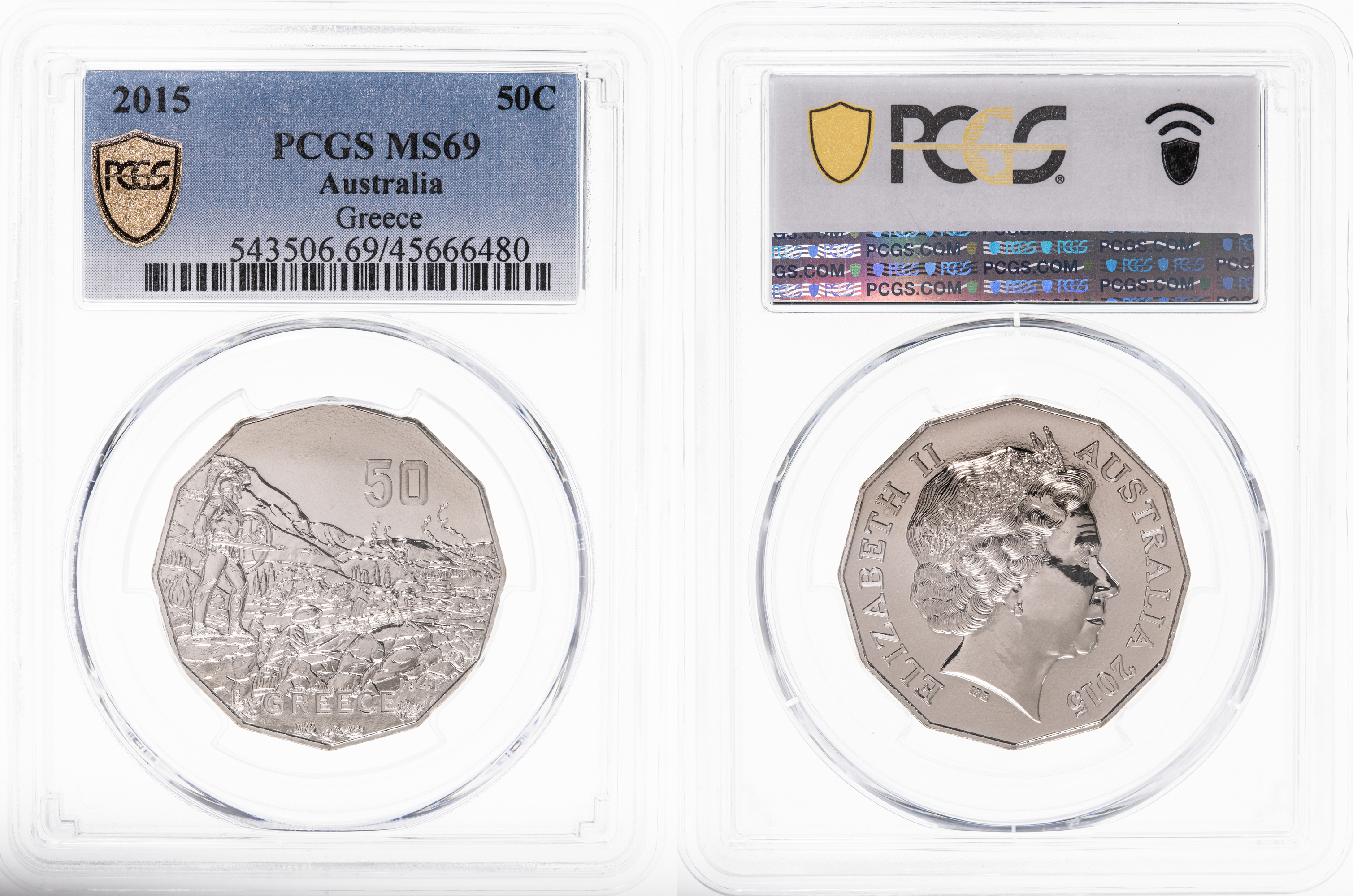 Elizabeth II, Greece, POP 19/0, Fifty Cent, 2015, PCGS MS 69