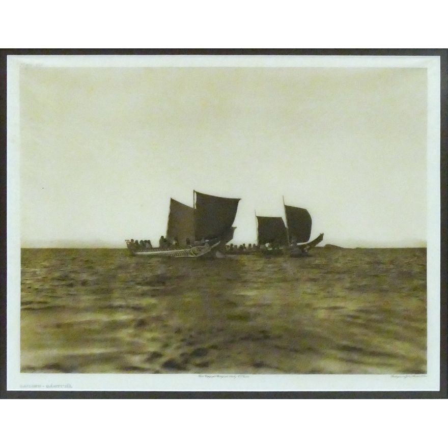 Antique Edward Curtis ''Sailing - Qagyuhl'' (Plate 356) Large Photogravure