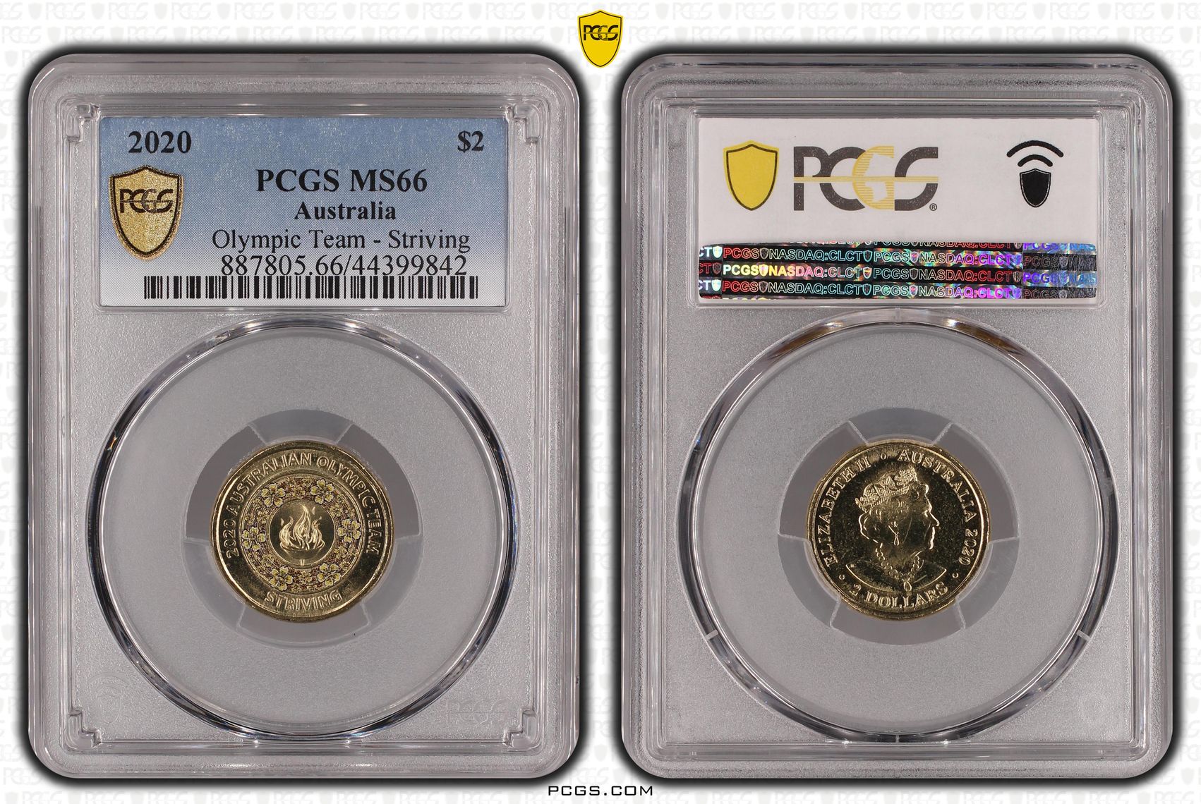 2020 Australia Two Dollar, $2 Olympic Team - Striving PCGS - MS66 -842