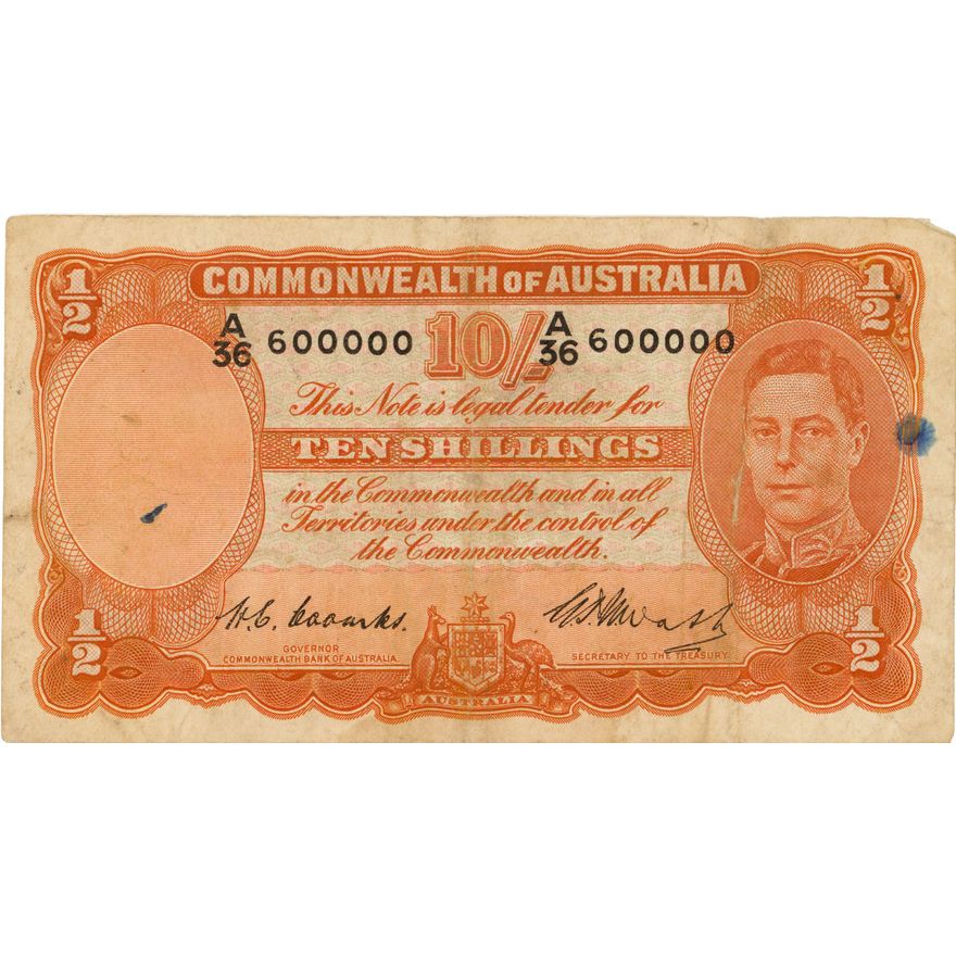 Coombs/Watt, Ten Shillings, 1949,  gF