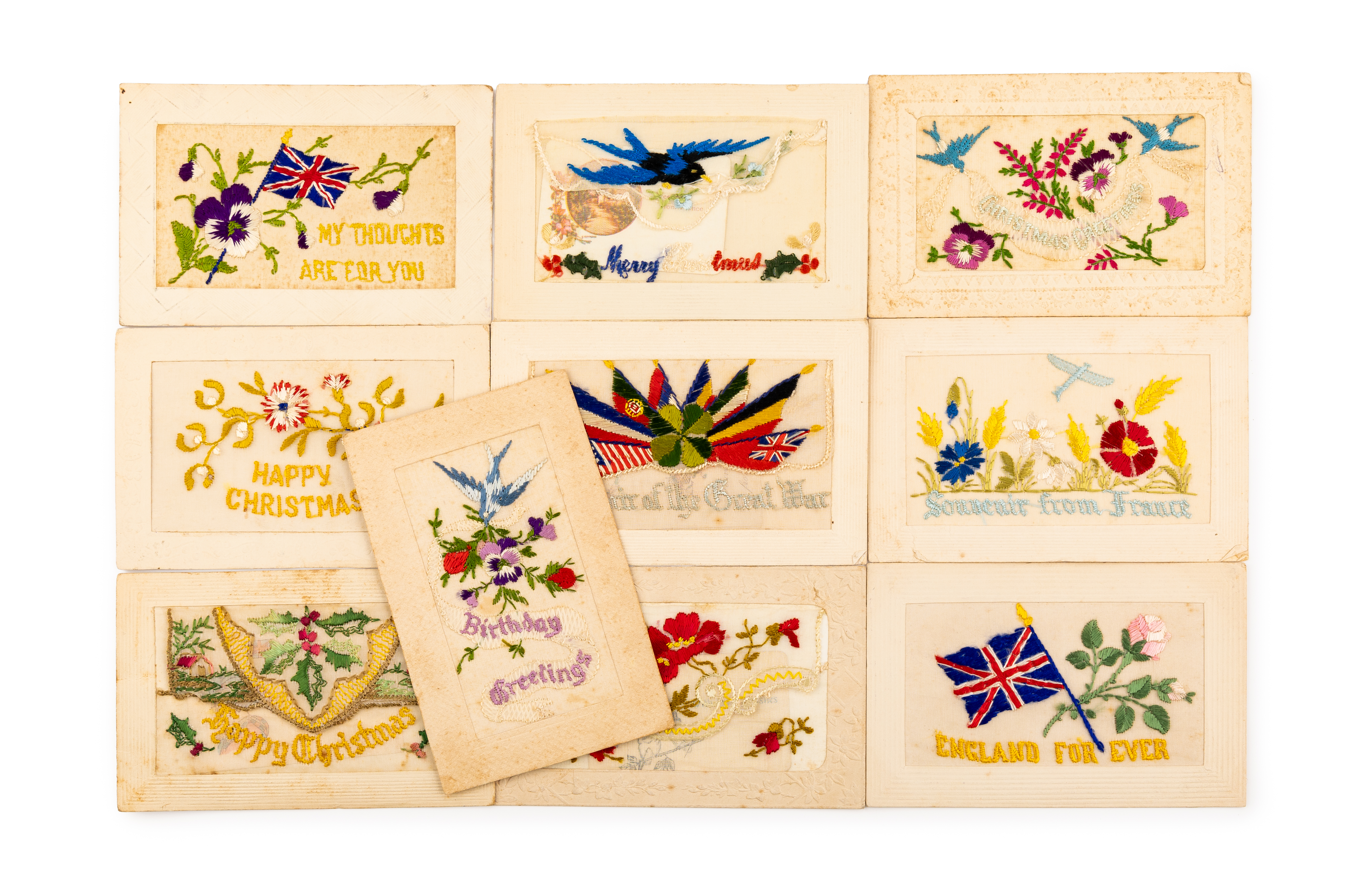 France, Embroidered Silk, 1916 - 1918, VF - EF