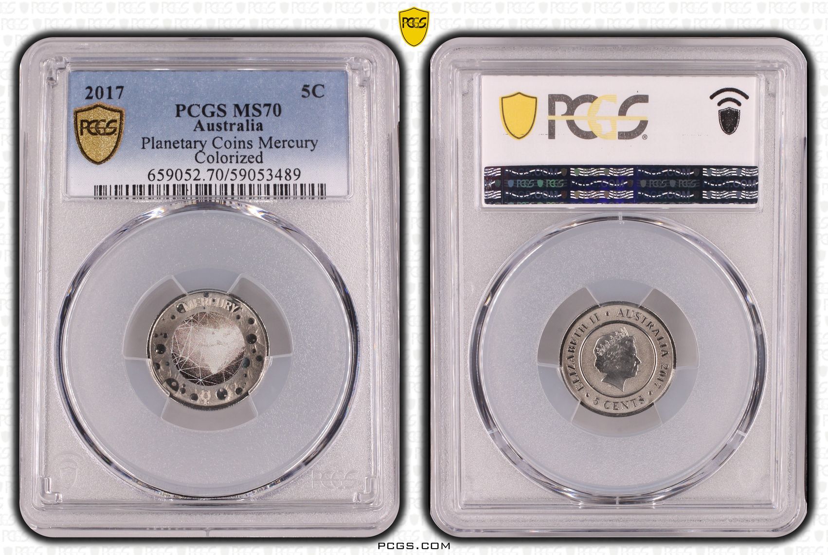 Planetary Coins Mercury Colorized, Five Cent, 2017, PCGS MS70