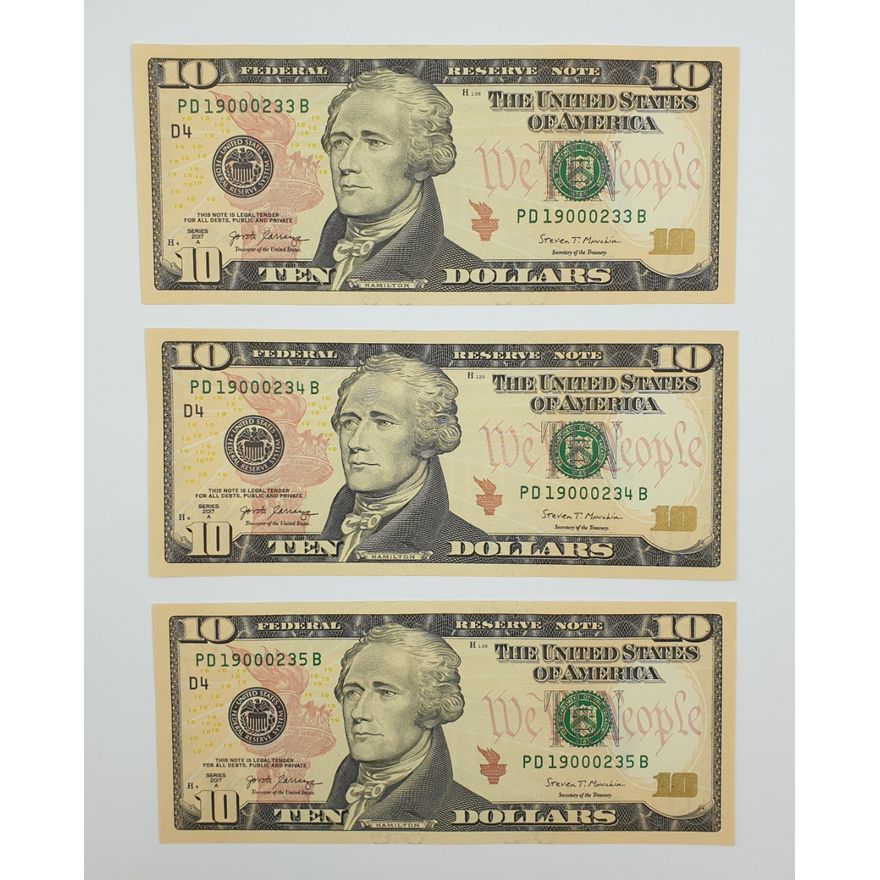 Consec. US C/M $10 Notes (x3)