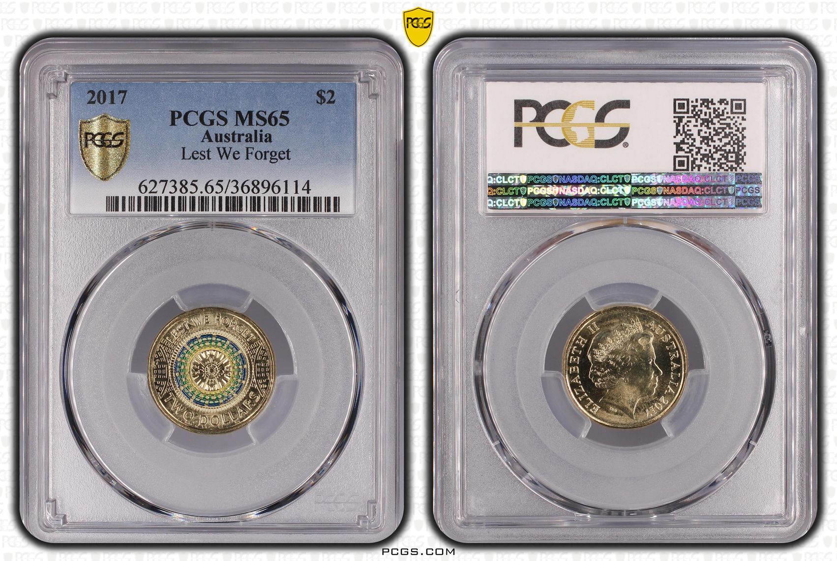 Lest We Forget Colorized, Two Dollar, 2017, PCGS MS65
